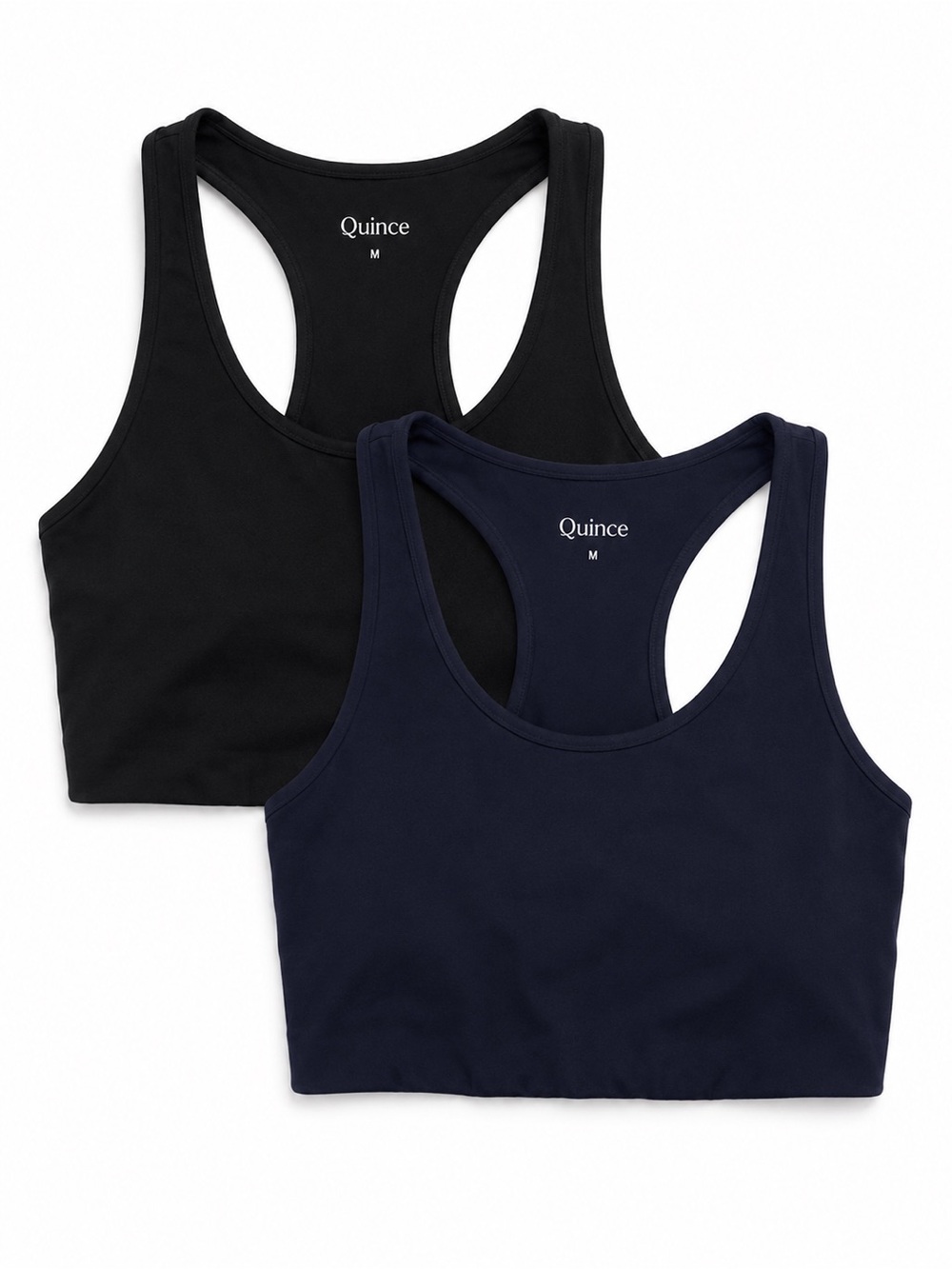 Quince NWOT Set of 2 Ultra-Form Scoop Neck Longline Bra Medium Black Navy